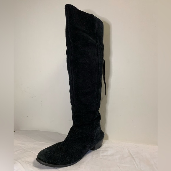 Celestial Suede Leather Boots Size 8 Metal Star Lace Up Details Hidden Zipper - Picture 9 of 10